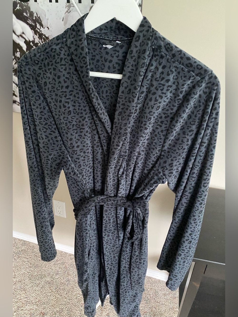 Woman’s Cozy Leopard Print Wrap Robe